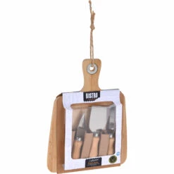 Excellent Houseware Bistro Kaasplank Bamboe Met 3 Messen 26 X 19 Cm