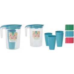 Excellent Houseware Schenkkan Met 4 Glazen 3 Assorti -Beste Keukenspullen 101 6990 4 1