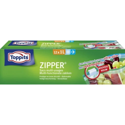 Toppits Zipper Multi-Functionele Zakken 1 Liter12 Stuks